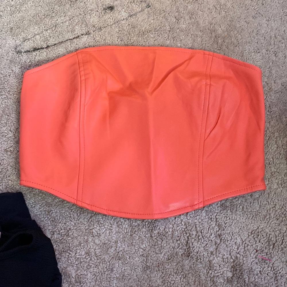 Kendall and Kylie leather tube top